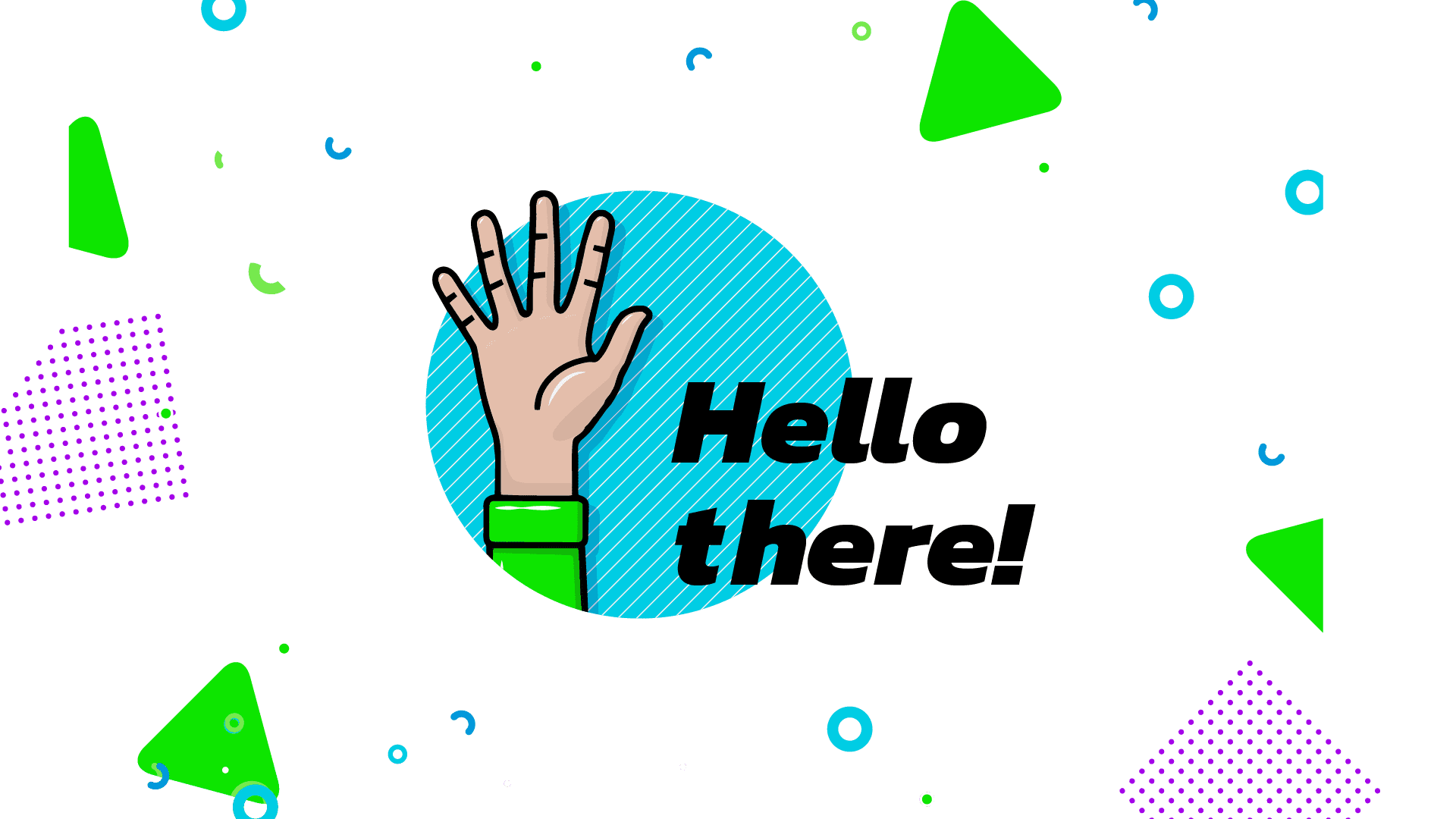 visual storyteller introduction icon with the words "hello there"