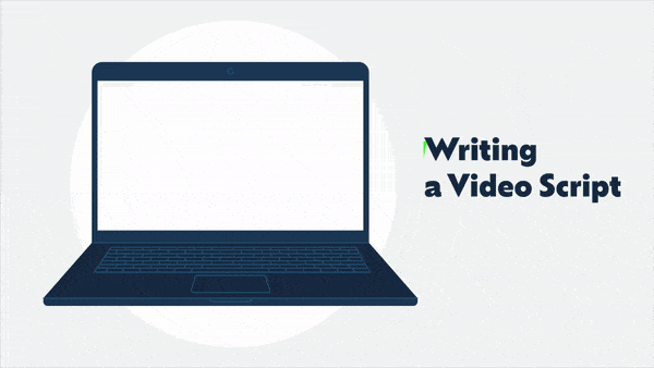 computer with text about writing a video script